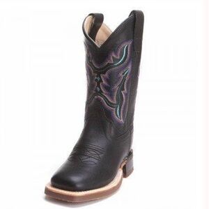 Old West Childs Black Square Toe Cowboy Boot Style BSC1896 Boys Size 1